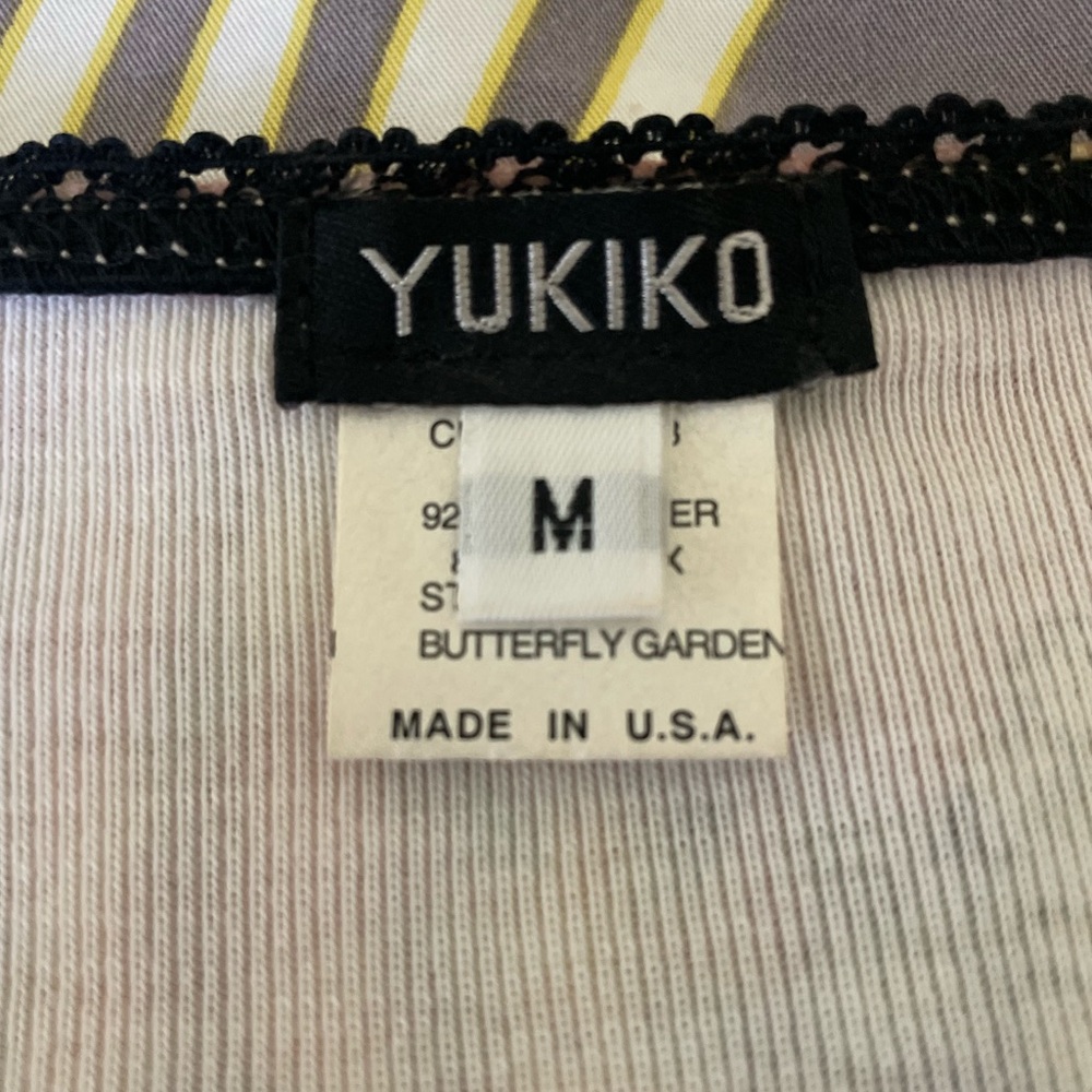 Yukiko Vintage Y2K mesh bell sleeve butterfly garden Top size medium ivory red - Picture 7 of 8